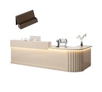 GNNymphyte Mesa De Recepción En Forma De L, Lámpara LED, Rejilla De Madera, Ojal Y Cajones, Bandeja para Teclado,para Oficinas Comerciales, Clínicas E Instituciones(A,Right_160X60X100CM)