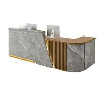 GNNymphyte Mostrador De Recepción Moderno, De Madera Luces LED Cajones con Cerradura Y Bandeja For Teclado, For Oficina, Salón, Hote(Gray,Left,180x60x100cm)