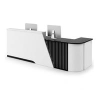 GNNymphyte Mostrador de recepción Moderno, De Madera Luces LED Gran Espacio De Almacenamiento for Teclado for Oficina, salón y Hotel(Noir,Right,160x60x100cm)