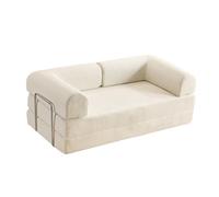 GNNymphyte Sofá Cama Convertible De Dos Plazas, Sofá Cama Plegable, Sofá De Suelo Desplegable con 2 Almohadas, para Apartamento, Sala De Estar, Habitación De Invitados(Bianco,180x100x70cm)