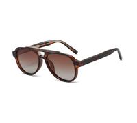 GNOLONG Gafas de Sol de Doble Puente de Estilo - Retro para Mujer Hombre Gafas de Piloto Protección UV400 Sombra Vintage Conducción (Marrón Leopardo)