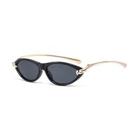 GNOLONG Gafas de Sol Ovaladas con Cat Eyes - para Mujeres y Hombres - Gafas con Montura Ovalada Retro Protección UV400 Sombra Vintage Conducción de Fiesta (Gris Negro)