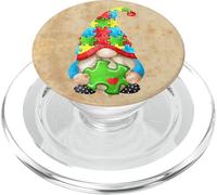 GNOME Autism Awareness Motif with Cute Puzzle Pieces Vintage PopSockets PopGrip para MagSafe