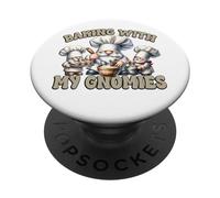 GNOME Baking with My Gnomies Funny Saying For Baker Mom PopSockets PopGrip Adhesivo