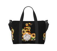 Gnome Bee - Bolsa de viaje cruzada con estampado floral amarillo, 41 x 29 x 15 cm, bolsa de viaje para parte inferior de silla, bolsa de viaje, bolsa de noche, bolsa de mano unisex, Black, Talla única