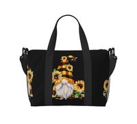 Gnome Bee - Bolsas de lona con diseño floral amarillo para viajes, ligeras bolsas de viaje Oxford para artículos personales para mujeres, bolsas de gimnasio ideales para hombres, Black, Talla única