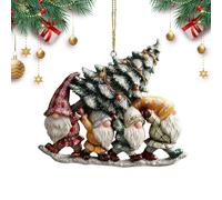 Gnome Christmas Ornaments - Cute Acrylic Holiday Supplies - 2D Christmas Tree Pendants For Winter Gardening Indoor Thanksgiving Birthday Party Offices Room Dormitory Vacation Home Apartment Daily
