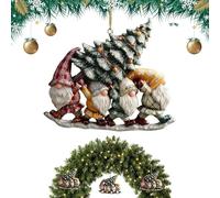 Gnome Christmas Ornaments - Festive Figurines, 2D Acrylic Pendants for Winter Garden Setting, Adorable Decorations for Daily Interior Display, Desk Accessory for Party Offices, and Dwelling Area