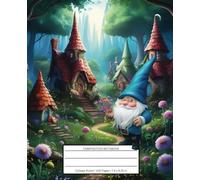 Gnome Composition Notebook | Mystical Enchanted Village Theme: Aesthetic Welcome to the Land of the Gnomes Illustration | 7.5” x 9.25” | 108 Pages | College Ruled