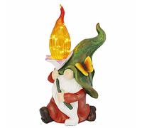Gnome de gnomo de gnomo de gnomo led figuras de resina led adornos, decoraciones de gnomo de césped resistentes a la intemperie a mano, decoración de gnomo grande al aire libre, (13.8 pulgadas de