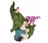 Gnome de gnomo de gnomo de gnomo led figuras de resina led adornos, decoraciones de gnomo de césped resistentes a la intemperie a mano, decoración de gnomo grande al aire libre, (13.8 pulgadas de