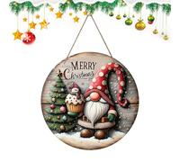 GNOME Door Hanger Genérico - Patrón de árbol Merry Christmas Wooden Wall Sign, Hanging Ornaments | Merry Christmas Sign - GNOME Tree Pattern Welcome Wall Signs for Front Doors