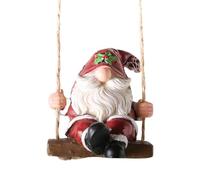 Gnome Figurines - Patio Christmas Gnome on Swing, Resin Decorative Ornament | Sturdy Resin Material, Fun Holiday Decoration for Indoor Outdoor Yard Lawn Garden Courtyard, 2.68x2.17x2.36 Inches