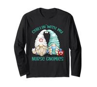 GNOME Nurse Design For Women - Chillin with My Nurse Gnomies Manga Larga