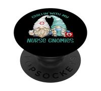 GNOME Nurse Design For Women - Chillin with My Nurse Gnomies PopSockets PopGrip Adhesivo