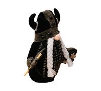 GNOME Plush - Miniatura Dwarf Figurine, Kidcrafts Collectible | Holding Axe and Shield Wearing Cloak, Medieval Swedish Decoration for Tiered Tray Shelf Table, Soft Plush