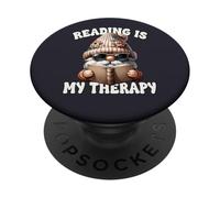 GNOME Teacher Reading Is My Therapy Graphic For Book Lover PopSockets PopGrip Adhesivo