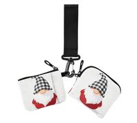 Gnomes Buffalo Plaid Merry Christmas Snowflakes Santa - Cartera doble de muñeca