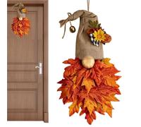 Gnomes Maple Leaves Wreath - Autumn Harvest Decor, Halloween Garland