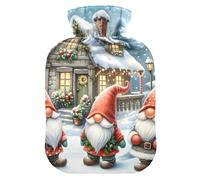 Gnomes Winter Wonderland - Botella de agua caliente con funda de terciopelo suave, botellas de calor para calambres menstruales, alivio del dolor, 2 L