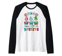 Gnomo Bingo Noche con mi Bestie Gambling Gambler Regalo Camiseta Manga Raglan