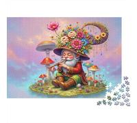 Gnomo de Cuento Bosque de Hongos Puzzle de 1000 Piezas Cartón para Adultos Sombrero de Flores Fantasía Relajante Foco Hogar Regalo 52x38cm/1000pcs