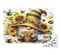 Gnomo de Girasol Puzzle de 1000 Piezas Papel Puzzle para Adultos Escena de Jardín con Abejas Juego de Puzzle 1000 Piezas Relajación Regalo Hogar 52x38cm/1000pcs