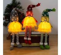Gnomo de Navidad, 3 Piezas Gnomo NavideñO Iluminado Papá Noel, DecoracióN De Gnomo De Navidad con Luz Led, MuñEco Sin Rostro Gnomo, MuñEca De Felpa Hecha A Mano De Papá