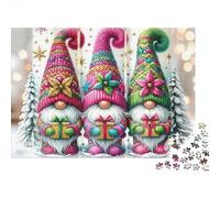 Gnomo de Navidad Puzzle de 1000 Piezas Papel para Adultos Estilo Festivo Juego de Puzzle 1000 Piezas Decoración Alivio Estrés 38x26cm/1000pcs