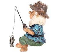 Gnomo de Pesca Estatua de Jardín, Gnomo de Pesca Sitter Estatua Césped Al Aire Libre Gnomo de Jardín Estatua Decoración Figura Gnomo Pesca para Estanque Césped Patio Decoraciones