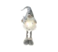 Gnomo decorativo navideño en color plata h.54cm con luces led