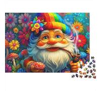 Gnomo Sombrero Arcoíris Puzzle de 1000 Piezas Papel Adultos Setas Flores Relajación Hogar Decorativo 38x26cm/1000pcs