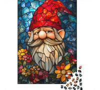 Gnomo Vidriera Puzzle de 1000 Piezas Papel para Adultos Florido Arte Decoración Hogar Relajación Foco Interacción Familiar 52x38cm/1000pcs
