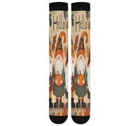 Gnomos De Otoño Con Hojas Cayendo Calcetines De Compresión 50Cm Deportivos Calcetines Elástico Medias Hasta La Rodilla Para Varicosas Atletismo Circulación