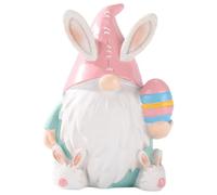 Gnomos de Pascua con orejas, adorables huevos florales tallados a mano, lazos con purpurina, zanahoria, decoración de resina de primera calidad para sala de estar, mesa, estante (Talla única)