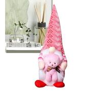 Gnomos de San Valentín de felpa - Decoración de muñecas de punto sin rostro, acento romántico | Decoración de mesa de rosa de peluche suave para dormitorio, espacio de estar, estante de escritor