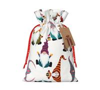 Gnomos divertidos de Navidad, 1 bolsa de regalo de Navidad con cordón de 4.7 x 6.9 pulgadas, para regalar en fiestas de vacaciones