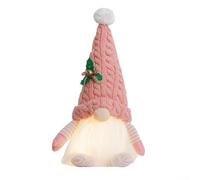 Gnomos luminosos de felpa de Navidad, gnomo de Navidad de felpa sueco, decoración de mesa para el hogar (rosa)