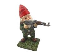 Gnomos militares de resina para jardín, pintados a mano, divertidas estatuas de enanos del ejército para decoración de césped, patio y patio al aire libre
