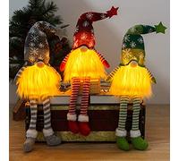 Gnomos Navidad, Elfo Navidad Muñeco Luces, Navidad Decoración Casa Interior, Gnomos Y Duendes Adornos Navidad Luz Miniatur Grinch Nordicos Vintage Ventana Terraza Chimeneas Decorativa (Piernas Larga)