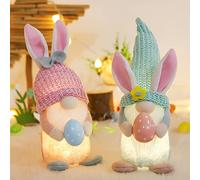 Gnomos Pascua, Hogar Decoracion Pascua Navidad, Conejo Peluche Con Huevos De Pascua, Sueco Adornos Interior Casa Salon Mesa Chimeneas, Rosa Gnomos Navideños, Figuras De Gnomos Navidad Con Led Luz (C)