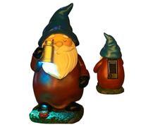 Gnomos solares, decoración de gnomos solares para exterior - Decoración de jardín de gnomos - escultura de iluminación de resina resistente a la intemperie para la temporada de fronteras de caminos de