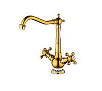 GNQUKEBWH Grifo de Lavabo de baño Dorado, Montaje en Cubierta de latón, Grifo de Lavabo de un Solo Orificio, Grifo Mezclador de Fregadero frío y Caliente for Lavabo, baño,A(C)