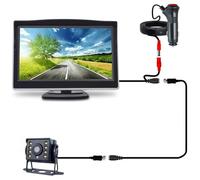 Gnshdg Cámara Marcha Atrás Cámara De Visión Trasera Universal Camión CCD Pantalla HD LED Visión Nocturna Impermeable 12 V/24 V con Monitor De 5 Pulgadas(15M Cable System)