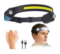 Gntodebj Linterna Frontal LED Recargable, Linterna Cabeza COB Impermeable con XPE Foco LED Lateral y Sensor de Movimiento para Camping Correr Acampar Pescar