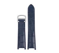 GNUFOPI Compatible con 21x15 mm 20x12 mm 18x10 mm Compatible con Cartier Pasha Correa de Reloj con Hebilla Plegable Correa de Cuero for Hombres y Mujeres Accesorios de Pulsera(Blue Silver,18.10mm)