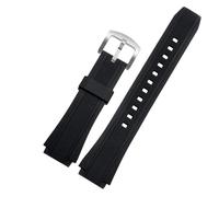 GNUFOPI Compatible con CASIO Edifice 5119 EF-552 EF-552D Correa de Reloj de Resina Negra for Hombre 25 * 20 mm Boca Convexa Correa de Caucho Impermeable Pulsera de Silicona(Black Silver)