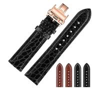 GNUFOPI Correa de cocodrilo Compatible con Longines Master L2 L3 L4 L2.628 L2.673 Pulsera de Reloj 19mm 20mm 21mm 22mm(Black-Rosegold,18mm)