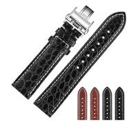 GNUFOPI Correa de cocodrilo Compatible con Longines Master L2 L3 L4 L2.628 L2.673 Pulsera de Reloj 19mm 20mm 21mm 22mm(Black White-Silver,19mm)
