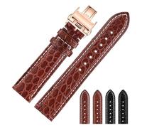 GNUFOPI Correa de cocodrilo Compatible con Longines Master L2 L3 L4 L2.628 L2.673 Pulsera de Reloj 19mm 20mm 21mm 22mm(Brown White-Rosegold,21mm)